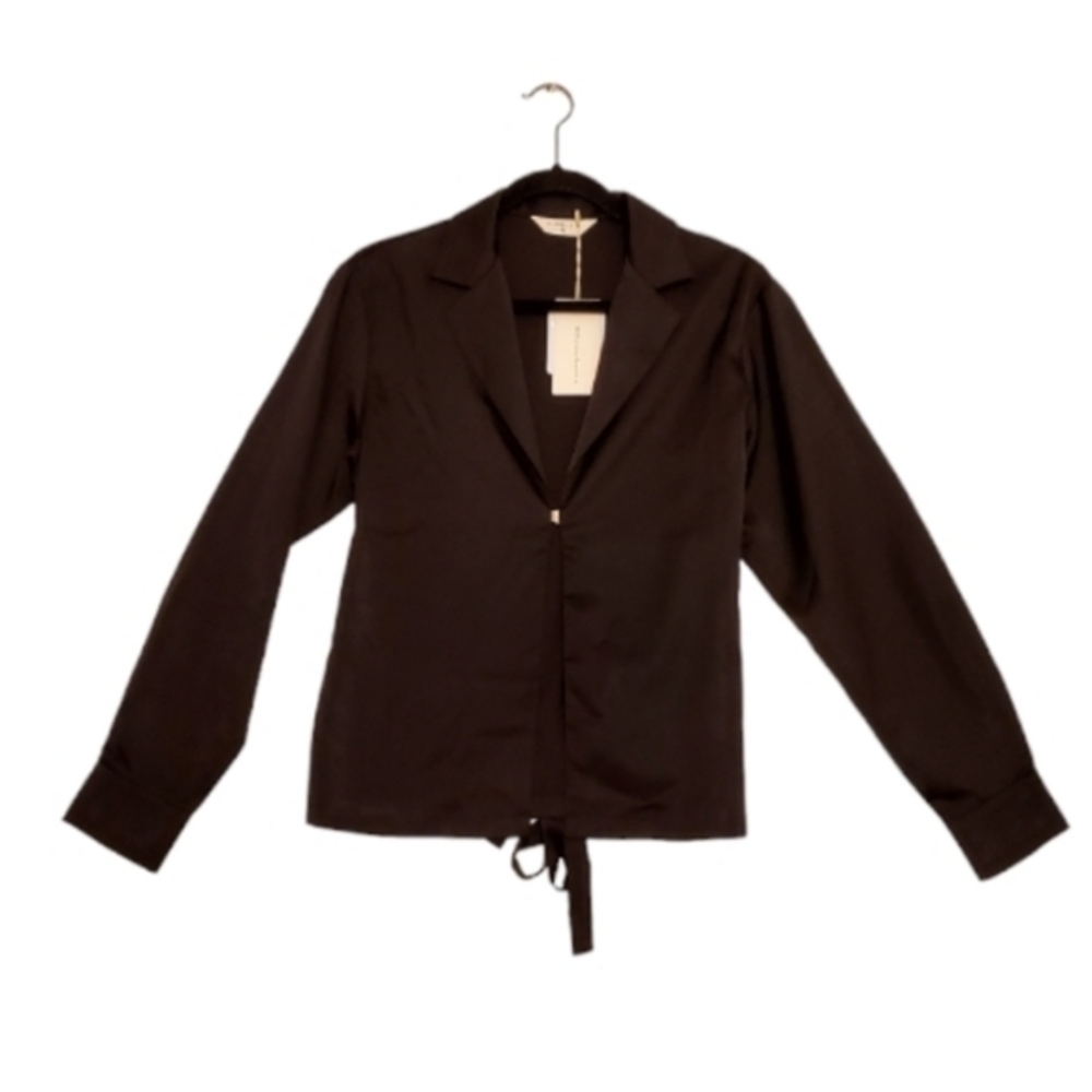 Commense Luxe Silky Black Open Dressy‎ Blouse Top Size XS Women NWT